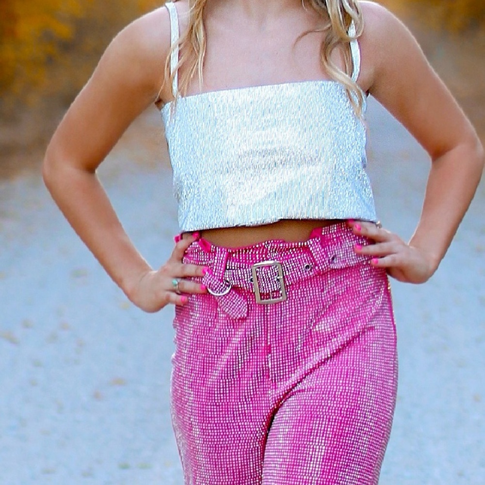 Women’s rhinestone crop top